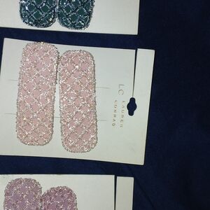 LC Lauren Conrad Blush Pink Beaded Rectangular Hair Clips Set Of 3